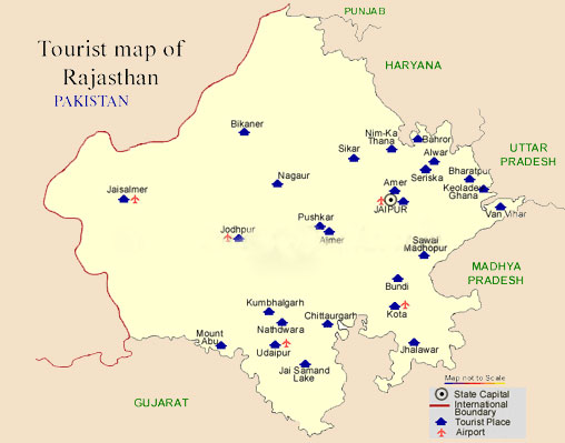 Tourist Map, Rajasthan Tourist Map