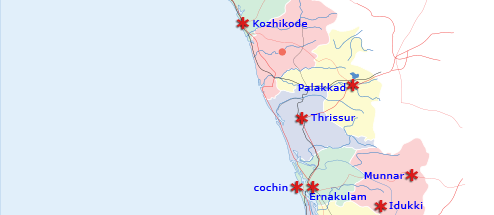 Kerala Map, Kerala Tourist Map