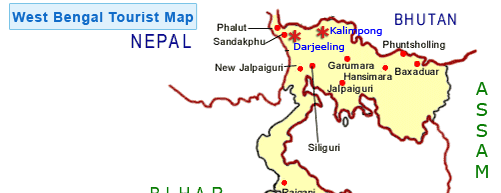 West Bengal Map, West Bengal Tourist Map