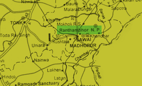 Map of Ranthambore & Surroundings, Rajasthan