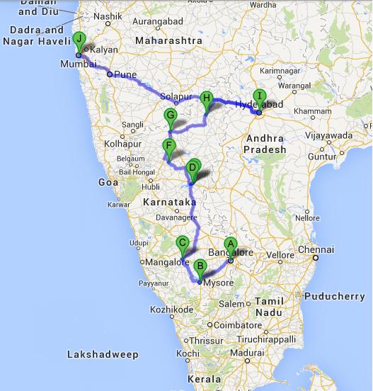 karnataka temple tour route map