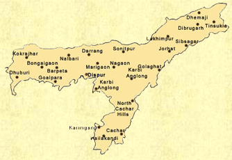 Assam Map, Map of Assam