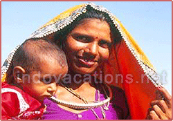 Rajasthani woman with a child