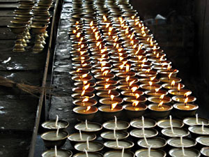 Butter lamps in Rumtek Monastery