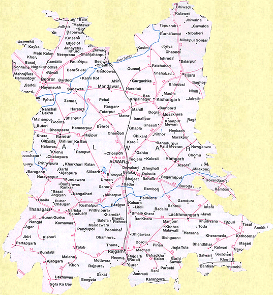 Map of Alwar, Rajasthan