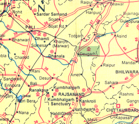 Map of Deogarh & Surroundings, Rajasthan