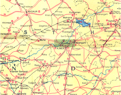 Map of Pushkar & Surroundings, Rajasthan