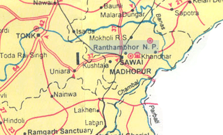 Map of Ranthambore & Surroundings, Rajasthan